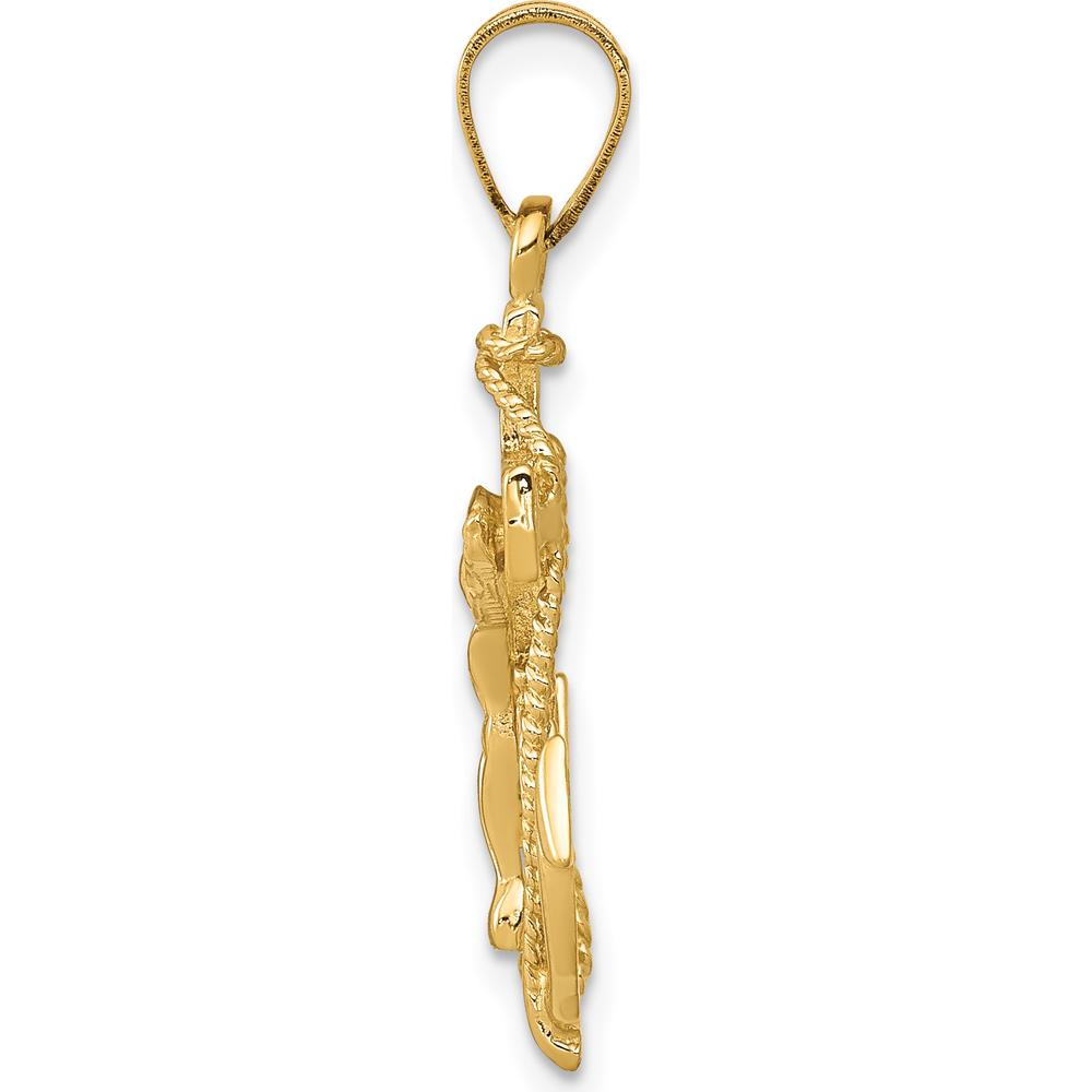 14K Yellow Gold Mariners Crucifix Pendant with Anchor and Nautical Helm by Oro Pregiato