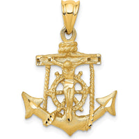 14K Yellow Gold Mariners Crucifix Pendant with Satin Diamond-Cut Finish by Oro Pregiato