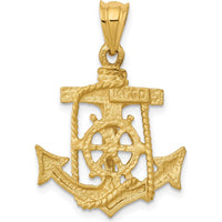 14K Yellow Gold Mariners Crucifix Pendant with Satin Diamond-Cut Finish by Oro Pregiato