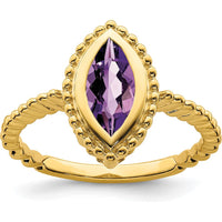 14K Yellow Gold Marquise Amethyst Ring - 1.004 Carat Natural Amethyst by 0