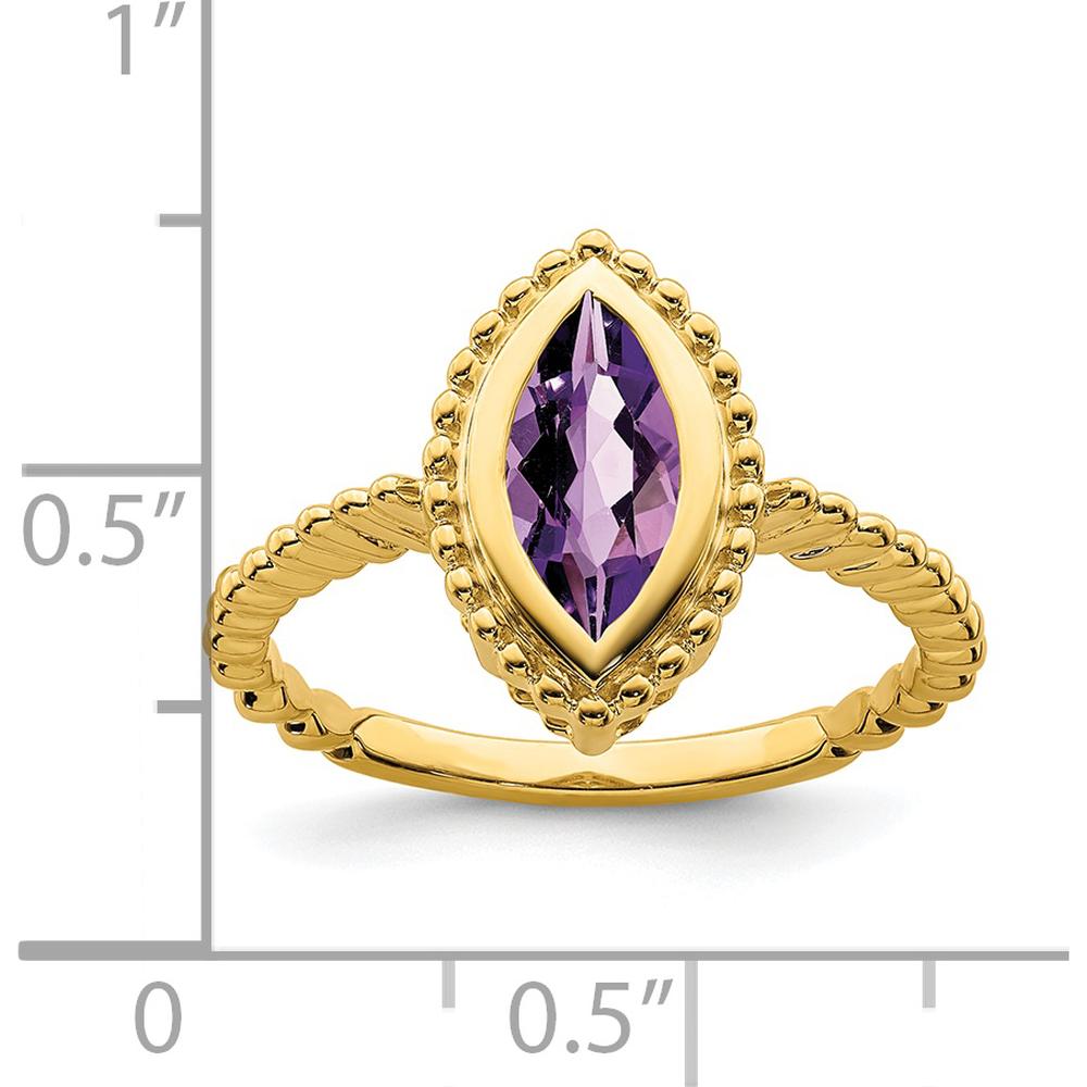 14K Yellow Gold Marquise Amethyst Ring - 1.004 Carat Natural Amethyst by 0