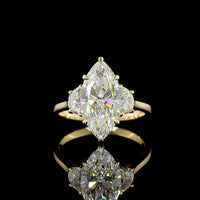 14K Yellow Gold Marquise and Half-Moon Three Stone Ring with Lab-Grown D VVS2 Diamond - 3.70 Carat Total Weight - Covaloro Fine Jewelry