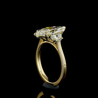 14K Yellow Gold Marquise and Half-Moon Three Stone Ring with Lab-Grown D VVS2 Diamond - 3.70 Carat Total Weight - Covaloro Fine Jewelry