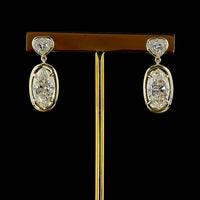 14K Yellow Gold Marquise and Heart Shape Drop Earrings with IGI Certified Lab Grown Diamonds - 5.58 Carats Total Diamond Weight - Covaloro Fine Jewelry