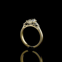 14K Yellow Gold Marquise and Pear Cut Lab Diamond Three Stone Ring - 1.83 Total Carat Weight (1.55 Carats Center E VS1) - Covaloro Fine Jewelry