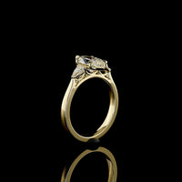 14K Yellow Gold Marquise and Pear Cut Lab Diamond Three Stone Ring - 1.83 Total Carat Weight (1.55 Carats Center E VS1) - Covaloro Fine Jewelry