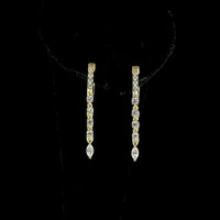 14K Yellow Gold Marquise and Round Diamond Hanging Drop Earrings - 1.11 Carats Total Diamond Weight, Lab-Grown E-F VS Diamonds with Prong Setting - Covaloro Fine Jewelry