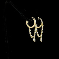 14K Yellow Gold Marquise and Round Diamond Hanging Drop Earrings - 1.11 Carats Total Diamond Weight, Lab-Grown E-F VS Diamonds with Prong Setting - Covaloro Fine Jewelry