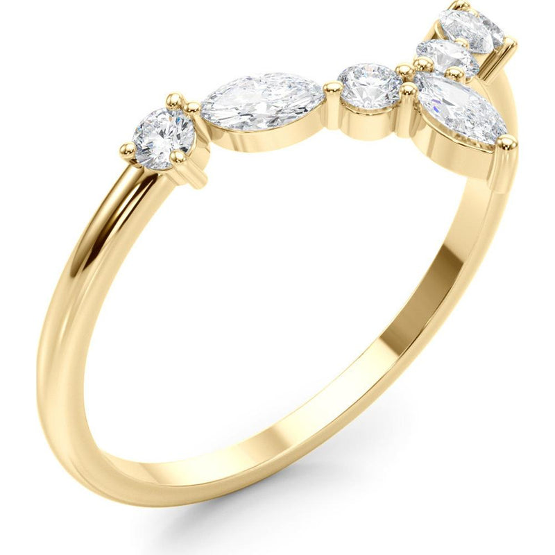 14K Yellow Gold Marquise and Round Lab Diamond Band - 0.375 Carats Total Diamond Weight - Size 7 by Robinson's Jewelers