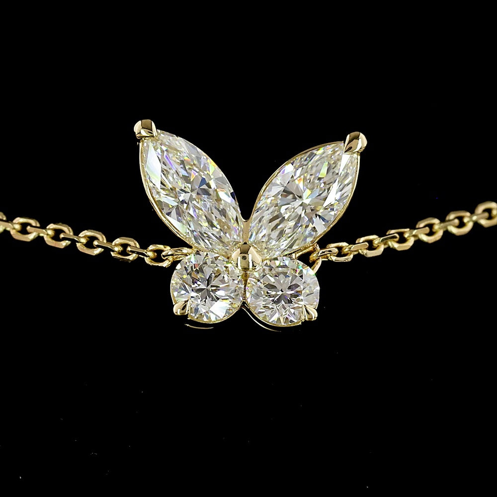 14K Yellow Gold Marquise and Round Lab Diamond Station Bracelet - 2.36 Carat Total Weight, E-F VS1 Clarity, 16 Prong-Set Stones - Covaloro Fine Jewelry