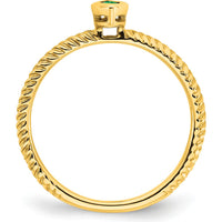 14K Yellow Gold Marquise Bezel Set Emerald Ring - 0.15 Carat Total Emerald Weight by 0