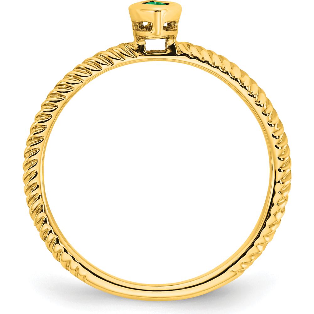 14K Yellow Gold Marquise Bezel Set Emerald Ring - 0.15 Carat Total Emerald Weight by 0