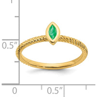 14K Yellow Gold Marquise Bezel Set Emerald Ring - 0.15 Carat Total Emerald Weight by 0