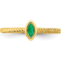 14K Yellow Gold Marquise Bezel Set Emerald Ring - 0.15 Carat Total Emerald Weight by 0