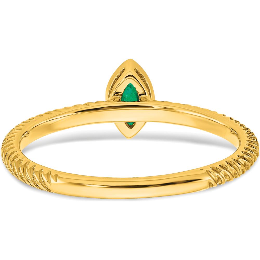 14K Yellow Gold Marquise Bezel Set Emerald Ring - 0.15 Carat Total Emerald Weight by 0