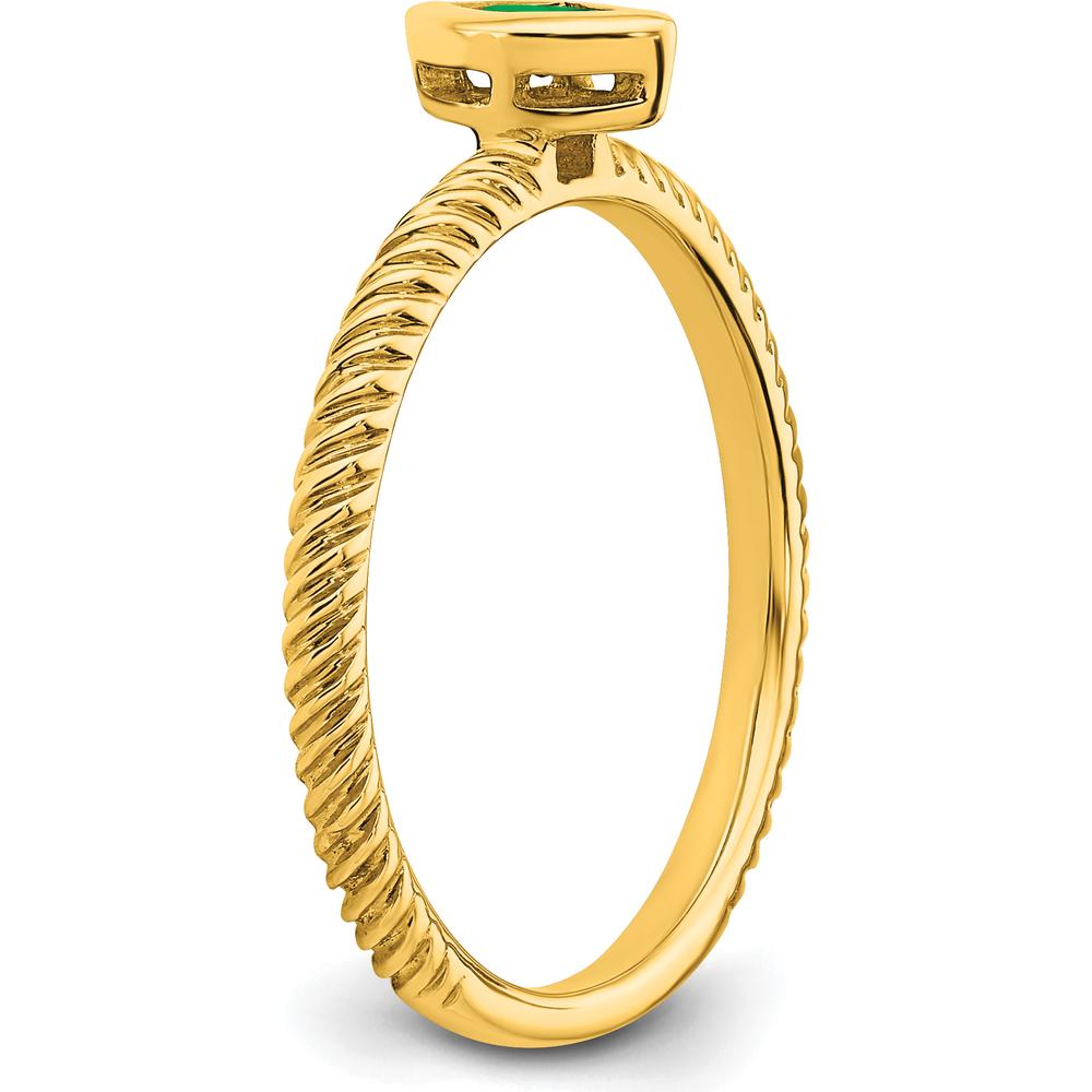 14K Yellow Gold Marquise Bezel Set Emerald Ring - 0.15 Carat Total Emerald Weight by 0