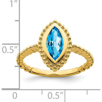 14K Yellow Gold Marquise Blue Topaz Ring - 1.245 Carat Total Gemstone Weight by 0