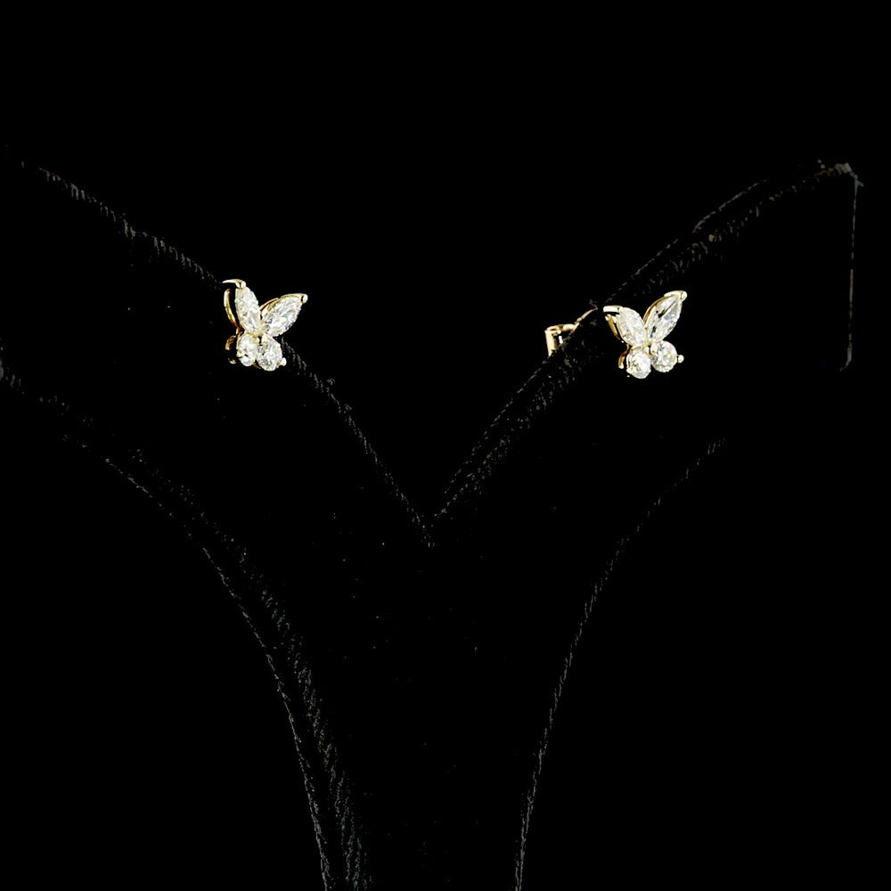 14K Yellow Gold Marquise Butterfly Stud Earrings with E-F VS Lab Diamonds - 1.20 Carats Total Diamond Weight - Covaloro Fine Jewelry