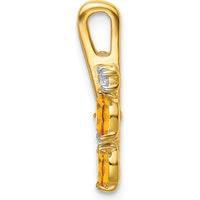 14K Yellow Gold Marquise Citrine and Diamond Leaves Pendant - 0.59 Carat Total Gem Weight by Lumare Gioia