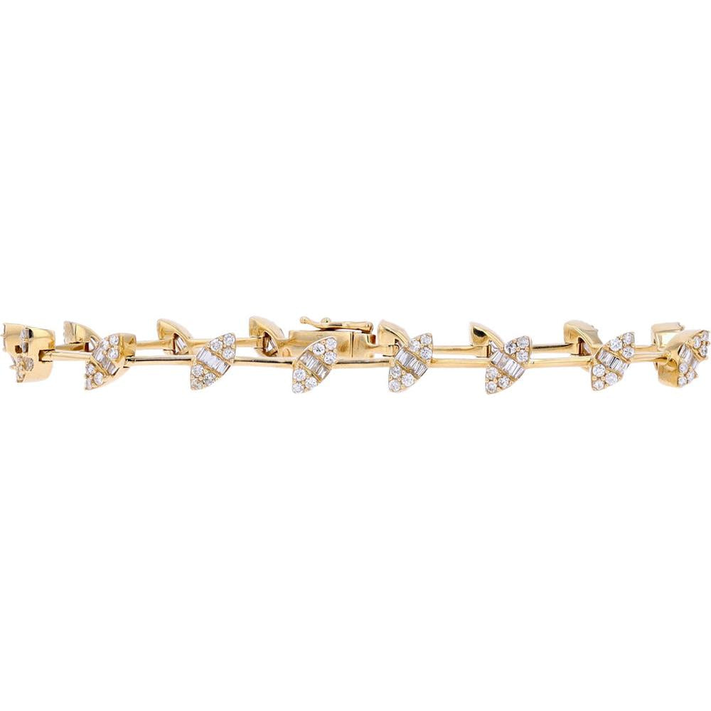 14K Yellow Gold Marquise Cluster Link Diamond Bracelet - 2.00 Carats Total Diamond Weight