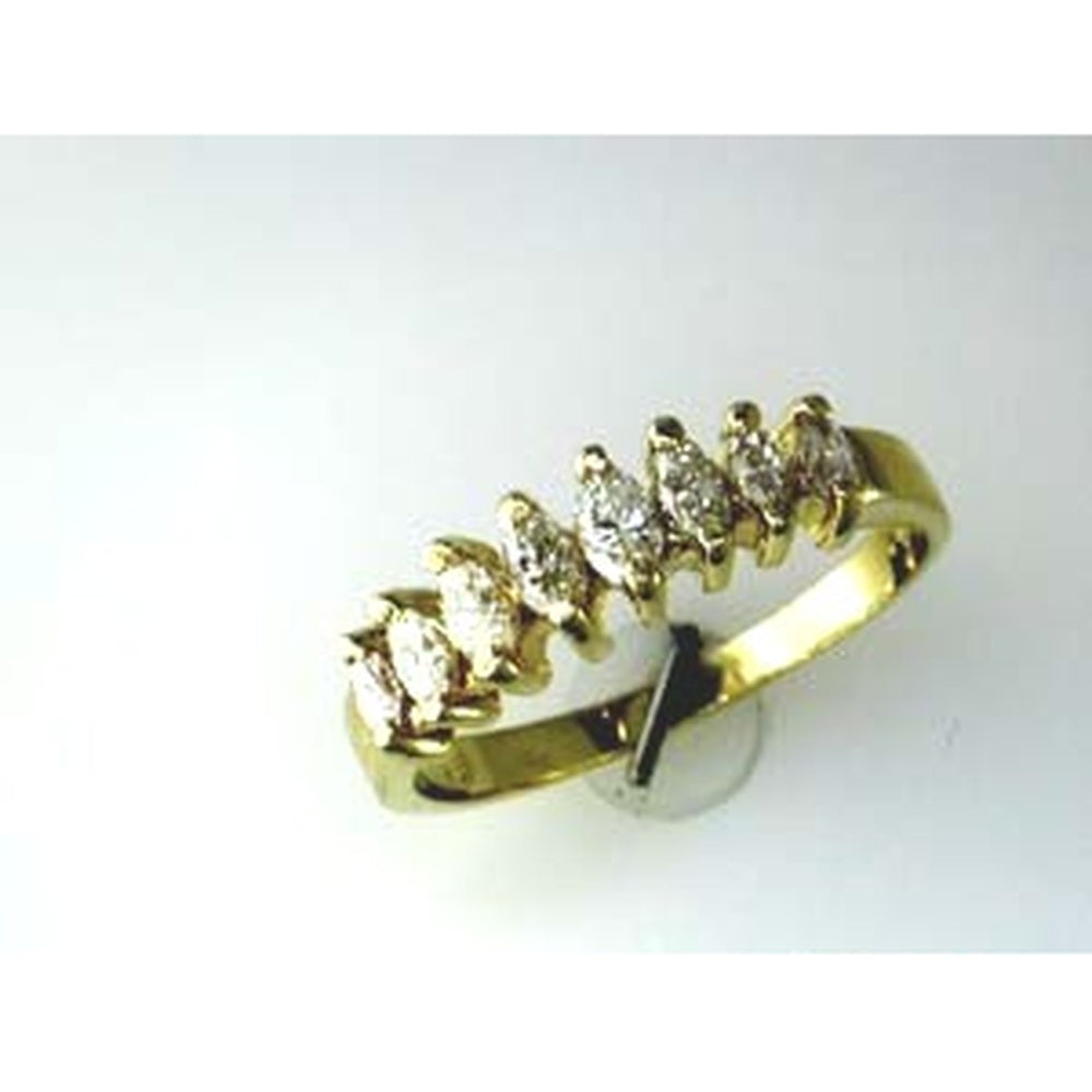 14K Yellow Gold Marquise Cut Diamond Contour Wedding Band - 0.75 Carat Total Diamond Weight - Royal Jewelry