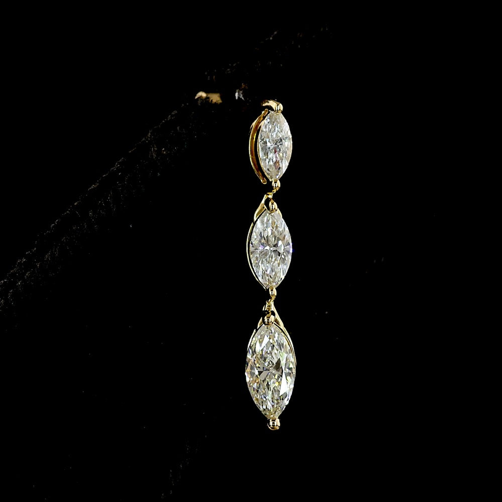 14K Yellow Gold Marquise Cut Diamond Drop Earrings - 0.88 Carat Total Weight with E-F VS Lab Diamonds - Covaloro Fine Jewelry