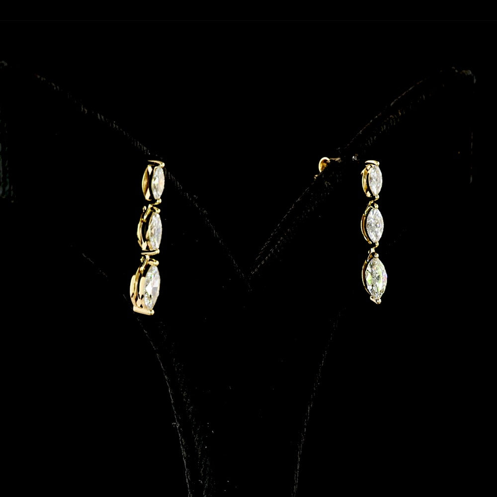 14K Yellow Gold Marquise Cut Diamond Drop Earrings - 0.88 Carat Total Weight with E-F VS Lab Diamonds - Covaloro Fine Jewelry