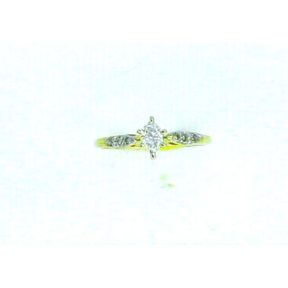 14K Yellow Gold Marquise-Cut Diamond Engagement Ring with Accent Round Diamonds - 0.31 Carat Total Diamond Weight - Royal Jewelry