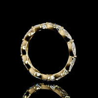 14K Yellow Gold Marquise Cut Diamond Eternity Band - East-West Prong Setting, 1.19 Carat Total Weight, E-F VS1 Lab Diamonds - Covaloro Fine Jewelry