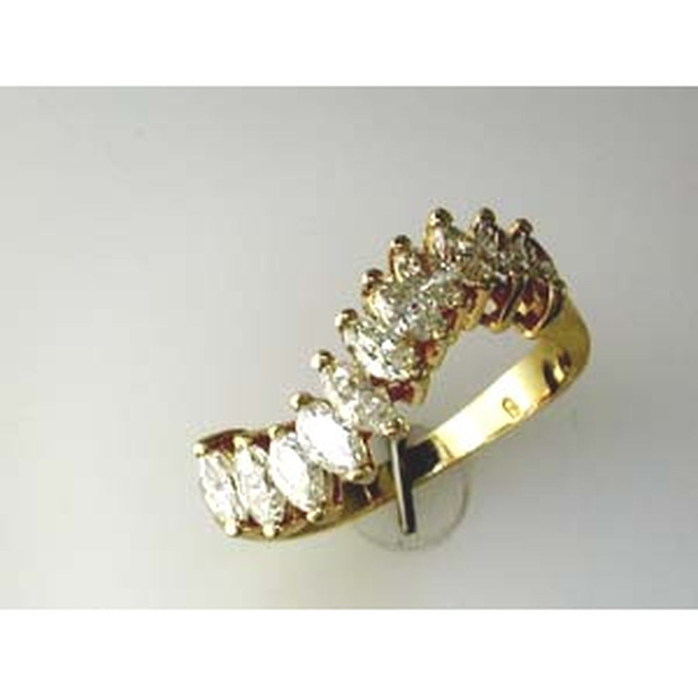14K Yellow Gold Marquise-Cut Diamond Wedding Band - 1.00 Carat Total Diamond Weight - Royal Jewelry