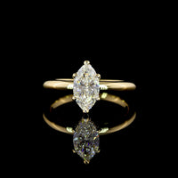 14K Yellow Gold Marquise Cut Hidden Halo Ring with 1.06 Carat Lab-Grown Center Diamond and 0.05 Carat Brilliant Accent Diamonds - Total 1.11 Carats, IGI Certified - Covaloro Fine Jewelry