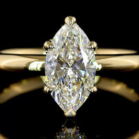14K Yellow Gold Marquise Cut Hidden Halo Ring with 1.06 Carat Lab-Grown Center Diamond and 0.05 Carat Brilliant Accent Diamonds - Total 1.11 Carats, IGI Certified - Covaloro Fine Jewelry