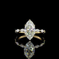 14K Yellow Gold Marquise Cut Hidden Halo Ring with 2.50 Carat Lab Diamond Center and Accent Stones - 3.13 Total Carat Weight - Covaloro Fine Jewelry