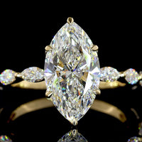 14K Yellow Gold Marquise Cut Hidden Halo Ring with 2.50 Carat Lab Diamond Center and Accent Stones - 3.13 Total Carat Weight - Covaloro Fine Jewelry