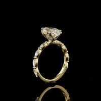 14K Yellow Gold Marquise Cut Hidden Halo Ring with 2.50 Carat Lab Diamond Center and Accent Stones - 3.13 Total Carat Weight - Covaloro Fine Jewelry