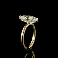 14K Yellow Gold Marquise Cut Hidden Halo Ring with 2.56 Carat D VVS2 Lab Diamond Center and 0.16 Carat Lab Diamond Accents - IGI Certified - Covaloro Fine Jewelry