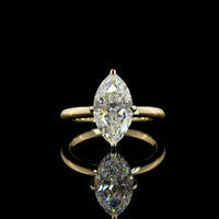 14K Yellow Gold Marquise Cut Hidden Halo Ring with 2.57 Carat D VVS2 Lab Diamond Center and 0.09 Carat Hidden Halo Accents - 2.66 Carat Total Diamond Weight - Covaloro Fine Jewelry