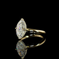 14K Yellow Gold Marquise Cut Hidden Halo Ring with 2.57 Carat D VVS2 Lab Diamond Center and 0.09 Carat Hidden Halo Accents - 2.66 Carat Total Diamond Weight - Covaloro Fine Jewelry