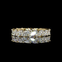 14K Yellow Gold Marquise Cut Inclined Eternity Band with 17 Lab Diamonds - 2.22 Total Carat Weight - Covaloro Fine Jewelry