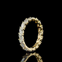 14K Yellow Gold Marquise Cut Inclined Eternity Band with 17 Lab Diamonds - 2.22 Total Carat Weight - Covaloro Fine Jewelry