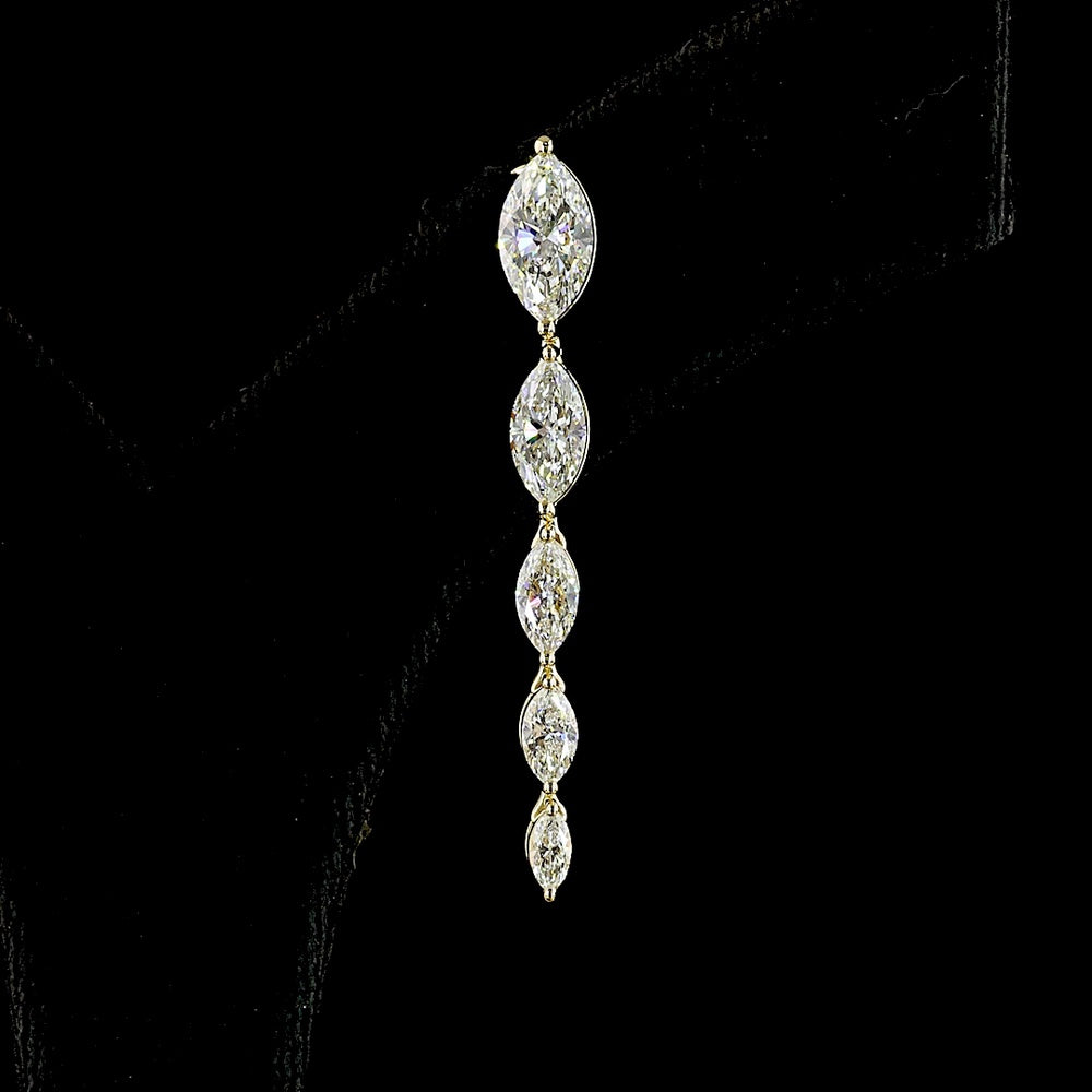 14K Yellow Gold Marquise Cut Lab Diamond Drop Earrings - 4.05 Carat Total Weight, D-F Color, VVS2 Clarity - Covaloro Fine Jewelry