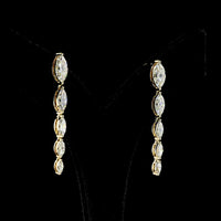 14K Yellow Gold Marquise Cut Lab Diamond Drop Earrings - 4.05 Carat Total Weight, D-F Color, VVS2 Clarity - Covaloro Fine Jewelry