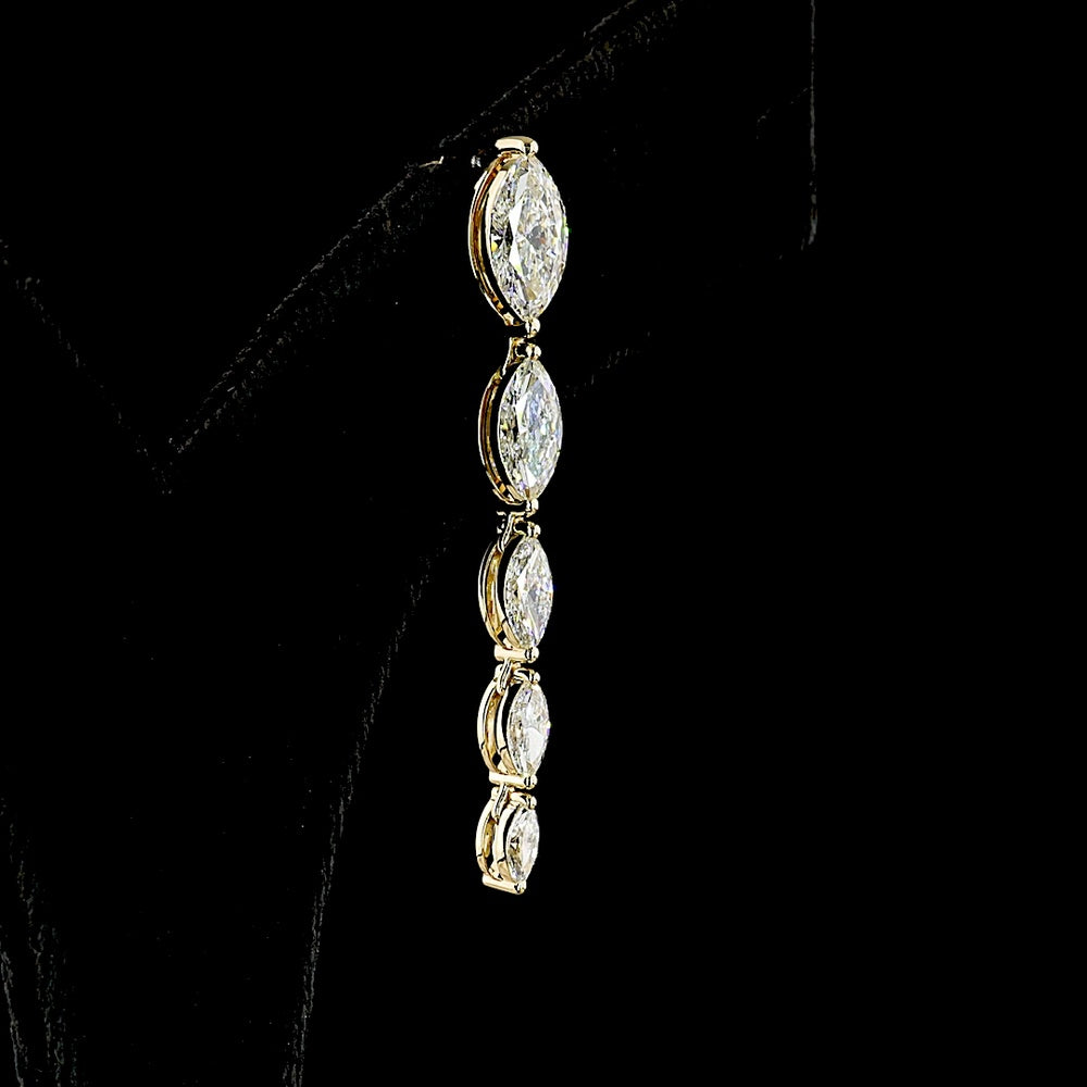 14K Yellow Gold Marquise Cut Lab Diamond Drop Earrings - 4.05 Carat Total Weight, D-F Color, VVS2 Clarity - Covaloro Fine Jewelry