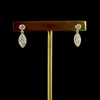 14K Yellow Gold Marquise Cut Lab Diamond Drop Earrings with Bezel and Prong Settings - 1.52 Carats Total Diamond Weight - Covaloro Fine Jewelry