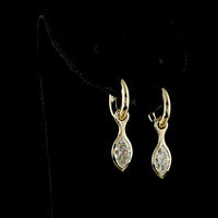 14K Yellow Gold Marquise Cut Lab Diamond Drop Earrings with Bezel Setting - 2.03 Carats Total Diamond Weight E-F VVS1 - Covaloro Fine Jewelry