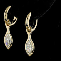 14K Yellow Gold Marquise Cut Lab Diamond Drop Earrings with Bezel Setting - 2.03 Carats Total Diamond Weight E-F VVS1 - Covaloro Fine Jewelry