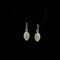 14K Yellow Gold Marquise Cut Lab Diamond Drop Earrings with Black Rhodium Bezel Accents - 3.09 Carat Total Weight - Covaloro Fine Jewelry