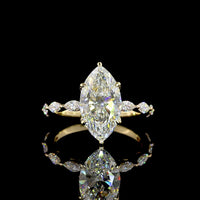 14K Yellow Gold Marquise Cut Lab Diamond Engagement Ring with Diamond Shank - 3.73 Carat Total Weight, E VVS2 Clarity IGI Certified - Covaloro Fine Jewelry