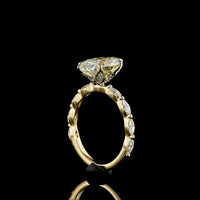 14K Yellow Gold Marquise Cut Lab Diamond Engagement Ring with Diamond Shank - 3.73 Carat Total Weight, E VVS2 Clarity IGI Certified - Covaloro Fine Jewelry