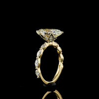 14K Yellow Gold Marquise Cut Lab Diamond Engagement Ring with Diamond Shank - 3.73 Carat Total Weight, E VVS2 Clarity IGI Certified - Covaloro Fine Jewelry